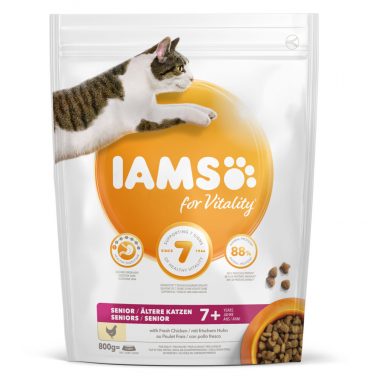 5x Iams Kat Senior Kip 800 gr