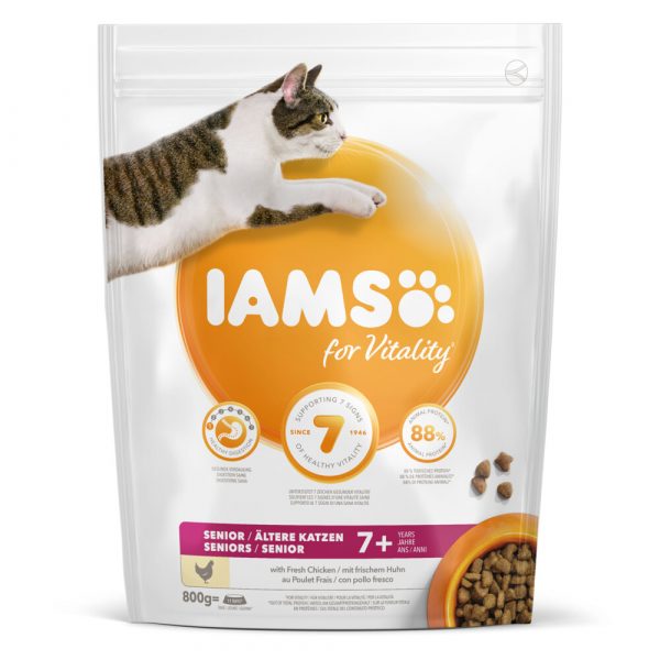 5x Iams Kat Senior Kip 800 gr