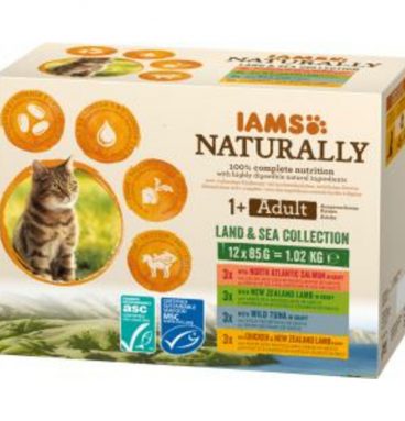 Iams Naturally Kat Adult Land - Sea Collection 12 x 85 gr