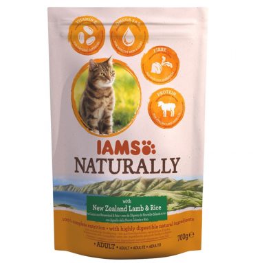 5x Iams Naturally Kat Adult New Sealand Lam&Rijst 700 gr