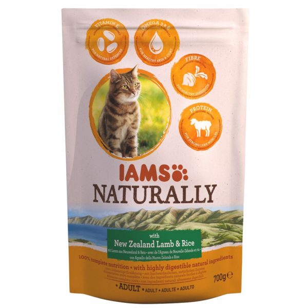 5x Iams Naturally Kat Adult New Sealand Lam&Rijst 700 gr