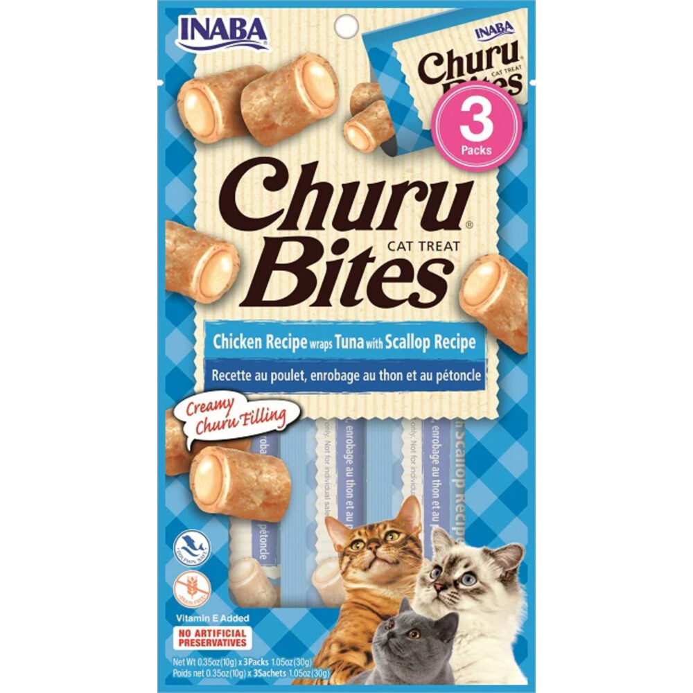 Inaba Kattensnack Churu Bites Tonijn - Sint Jacobsschelp 30 gr