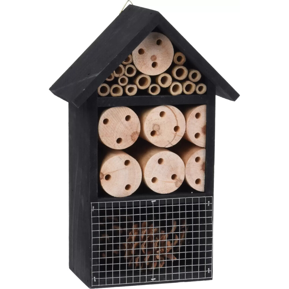 Insectenhotel 25 cm zwart Hout