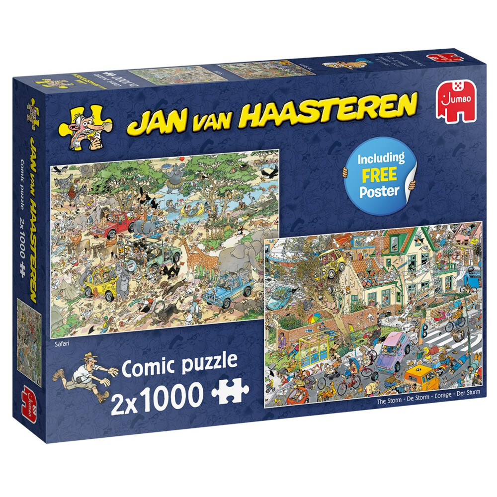 Jan Van Haasteren Puzzel Safari&Storm - 2 x 1000 stukjes 2 stuks