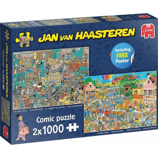 Jan Van Haasteren Puzzel Vakantiekriebels en de Muziekwinkel - 2 x 1000 stukjes