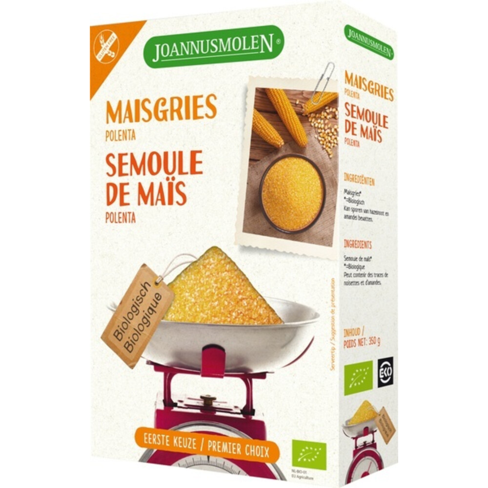 3x Joannusmolen Maisgriesmeel Polenta Glutenvrij Bio 350 gr