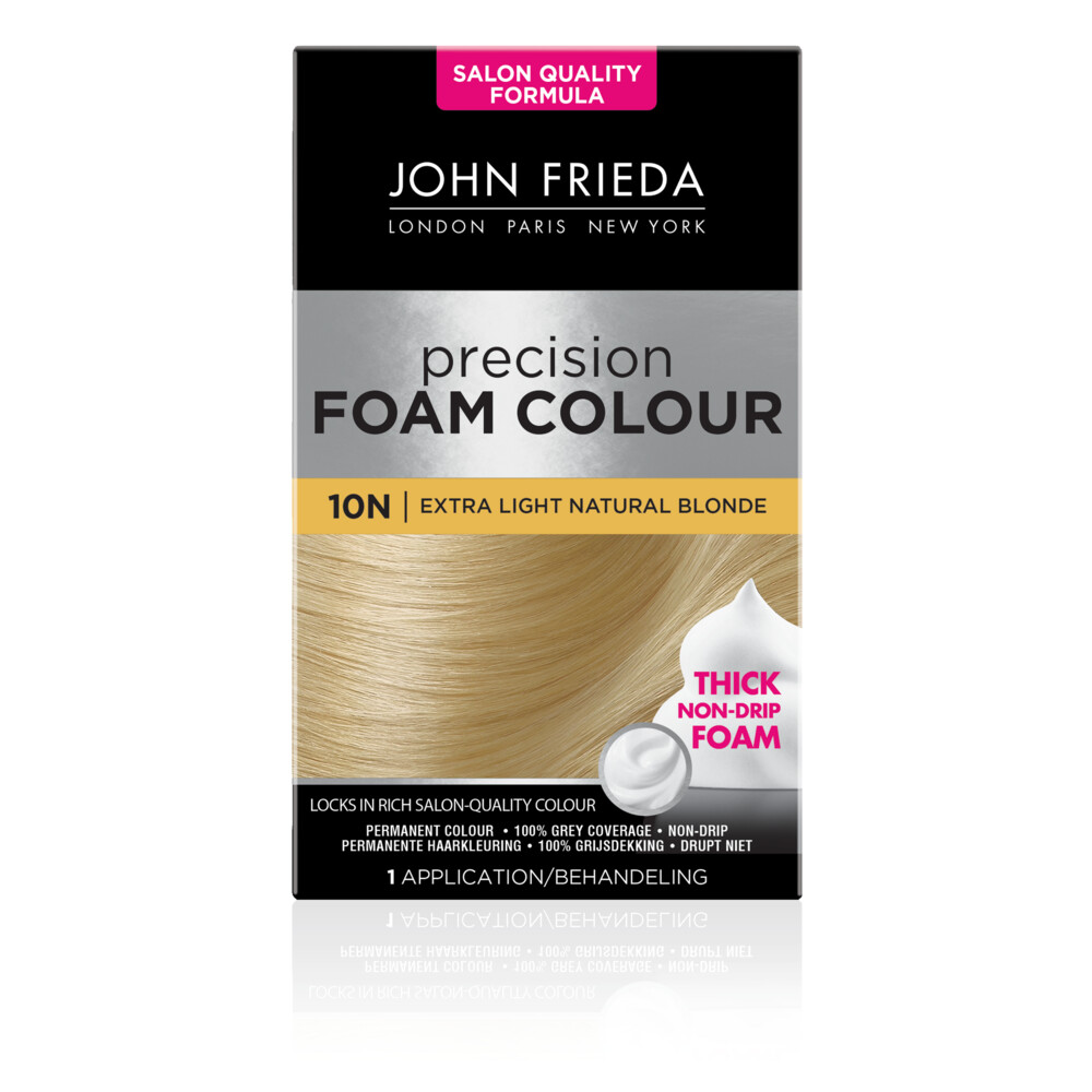 6x John Frieda Precision Foam Colour Haarkleuring 10N Extra Light Natural Blonde