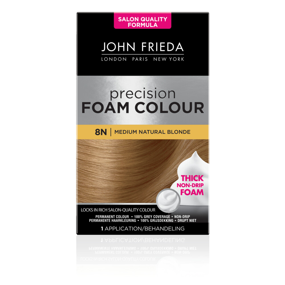 3x John Frieda Precision Foam Colour Haarkleuring 8N Medium Natural Blonde