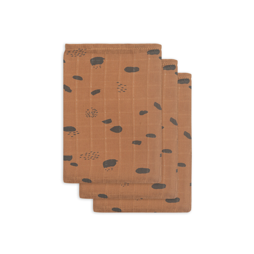 Jollein Hydrofiel Washandje Spot Caramel 3 stuks