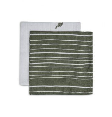 Jollein Monddoekje Hydrofiel Stripe&Olive Leaf Green 2 stuks