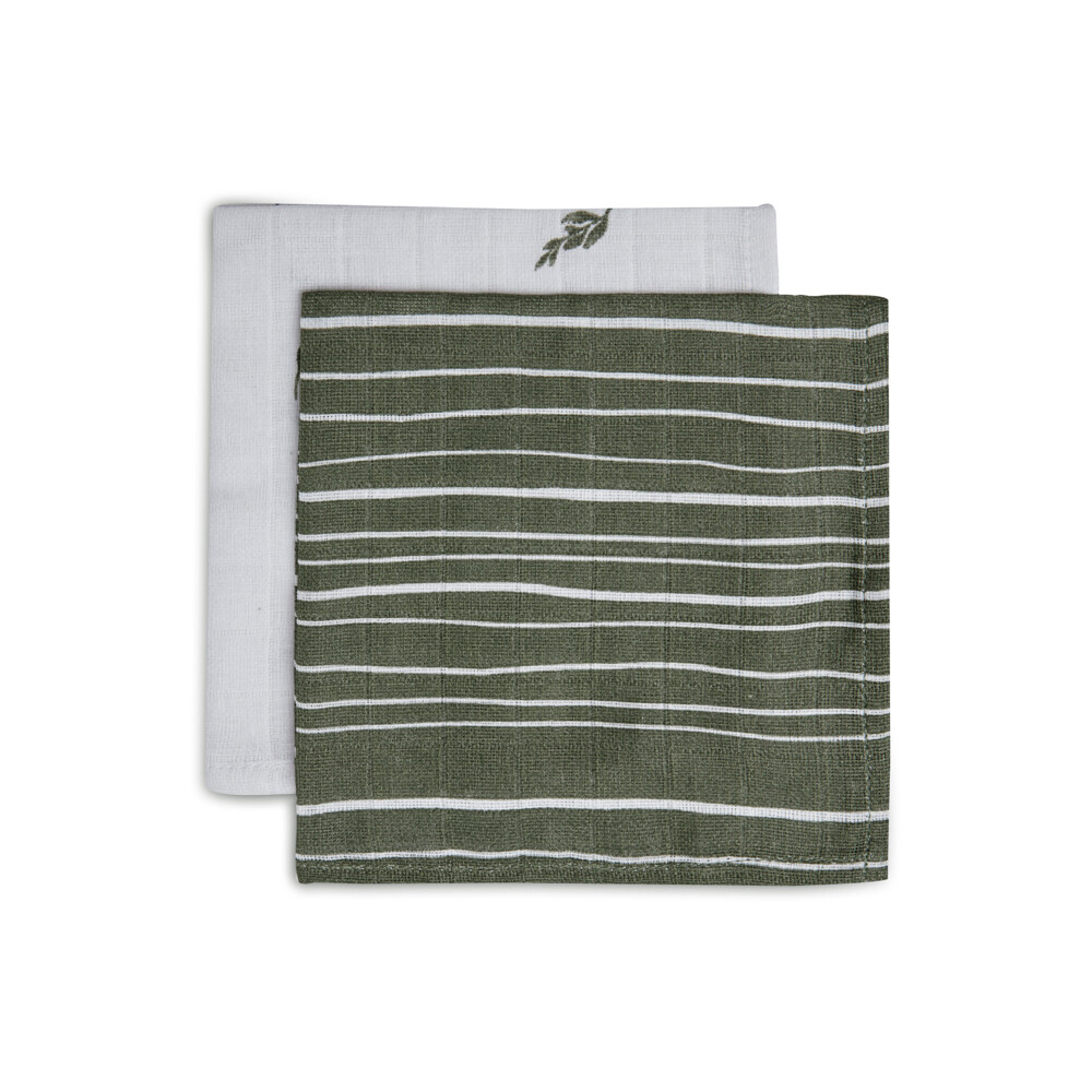 Jollein Monddoekje Hydrofiel Stripe&Olive Leaf Green 2 stuks