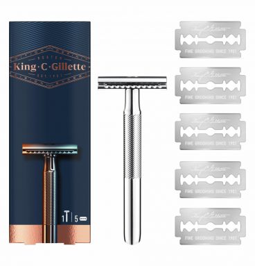 King C. Gillette Double Edge Safety Razor Houder en Scheermesjes 5 stuks