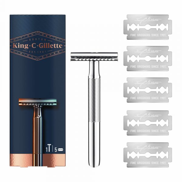 King C. Gillette Double Edge Safety Razor Houder en Scheermesjes 5 stuks