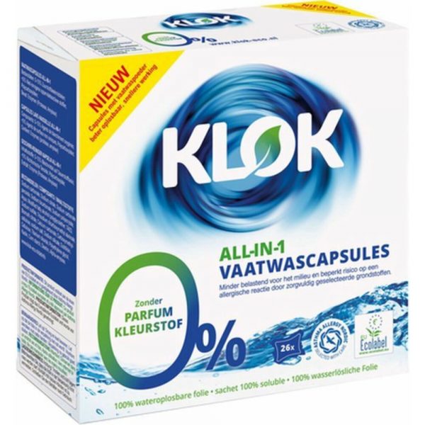 6x Klok Vaatwascapsules All In One 26 stuks