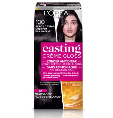 3x L'Oréal Casting Crème Gloss Haarkleuring 100 Black Caviar - Diepzwart