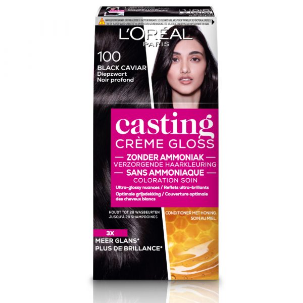 3x L'Oréal Casting Crème Gloss Haarkleuring 100 Black Caviar - Diepzwart