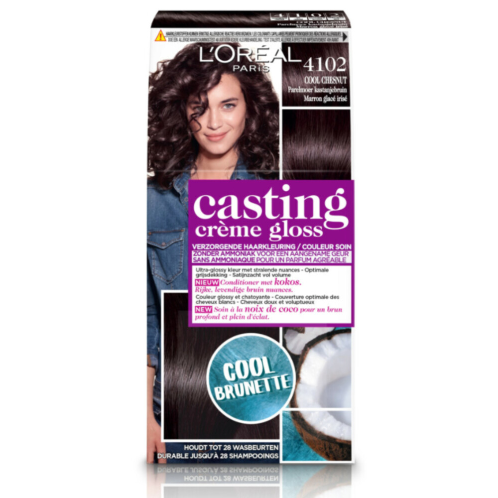 6x L'Oréal Casting Crème Gloss Haarkleuring 4102 Parelmoer Kastanjebruin