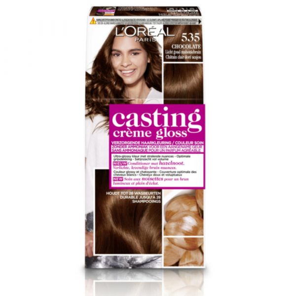 3x L'Oréal Casting Crème Gloss Haarkleuring 535 - Chocolate Licht Goud Mahoniebruin