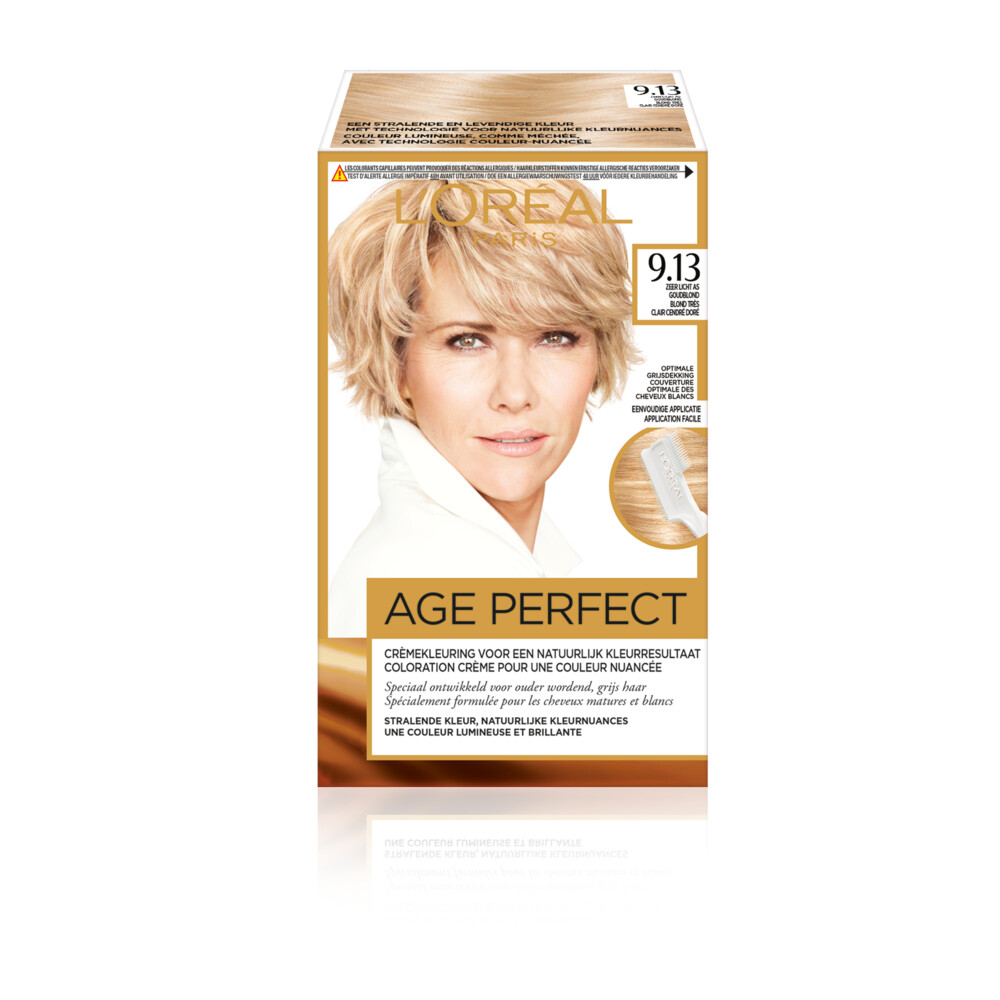 3x L'Oréal Excellence Age Perfect Haarverf 9.13 Zeer Licht as Goudblond