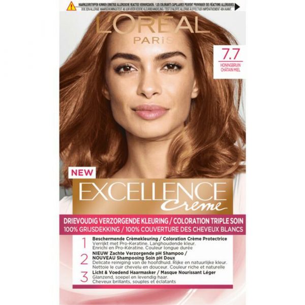 3x L'Oréal Excellence Creme 7.7 Honingbruin