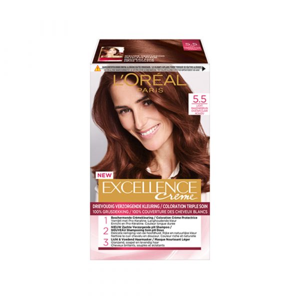 3x L'Oréal Excellence Creme Haarverf 5.5 Licht Mahoniebruin