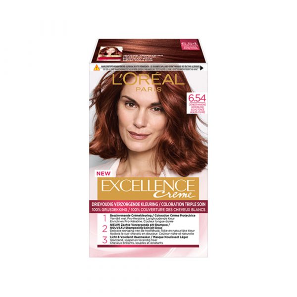 3x L'Oréal Excellence Creme Haarverf 6.54 Donker Mahonie Koperblond