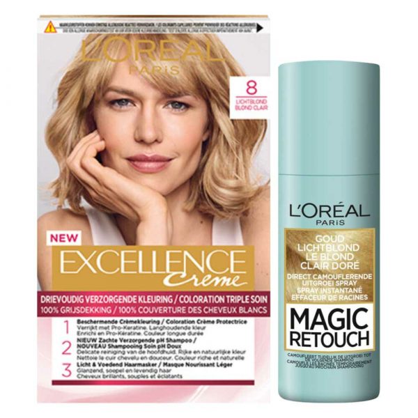 L'Oréal Excellence Haarverf Lichtblond + Uitgroeispray Pakket