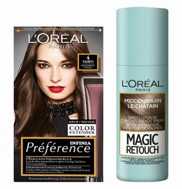 L'Oréal Preference Haarkleuring 04 Tahiti - Middenbruin + Magic Retouch Uitgroeispray Middenbruin 75 ml Pakket