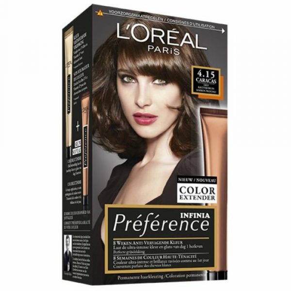 3x L'Oréal Preference Haarkleuring 4.15 Caracas - Diep Kastanjebruin