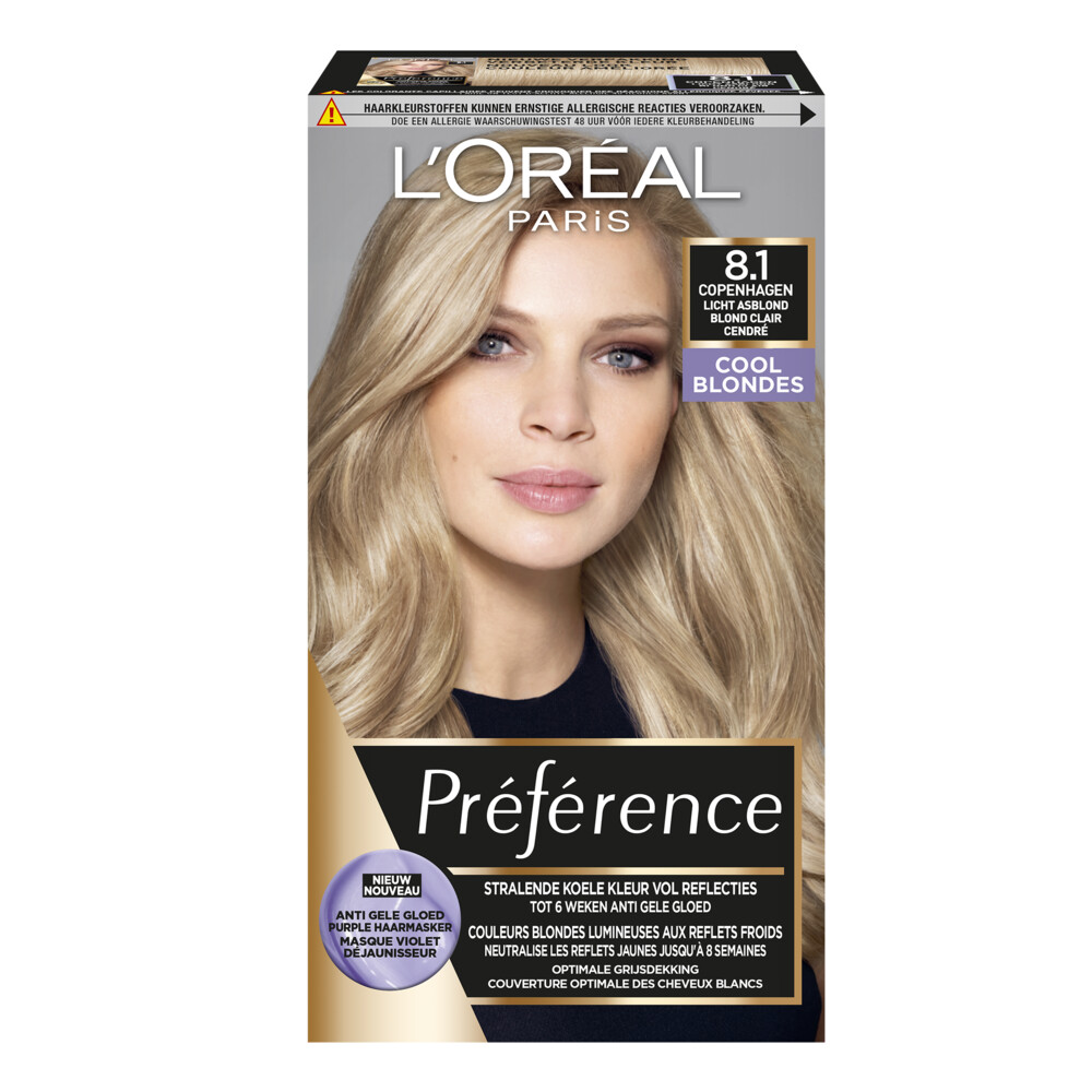 3x L'Oréal Preference Haarkleuring 8.1 Copenhague - Licht Asblond