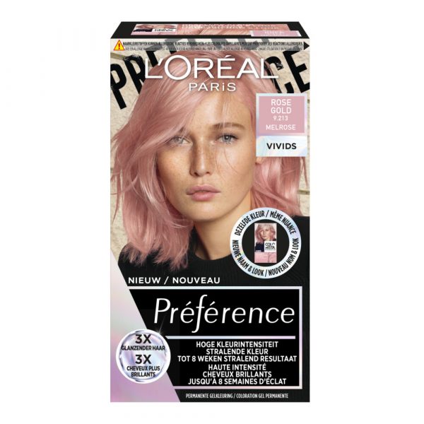 6x L'Oréal Preference Vivids Haarkleuring 9.213 Rose Gold