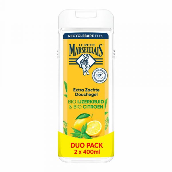 6x Le Petit Marseillais Douchegel BIO IJzerkruid&BIO Citroen 2x400 ml