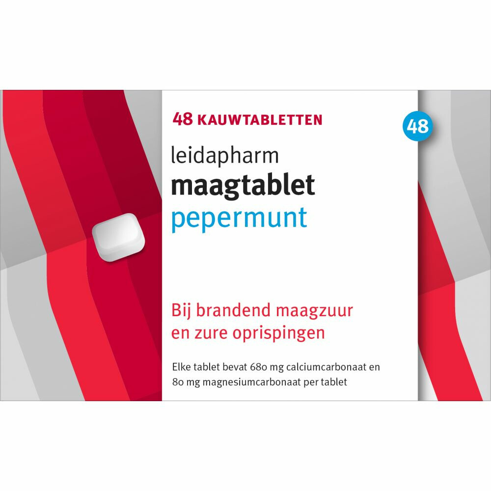 Leidapharm Maagtabletten Pepermunt 48 kauwtabletten