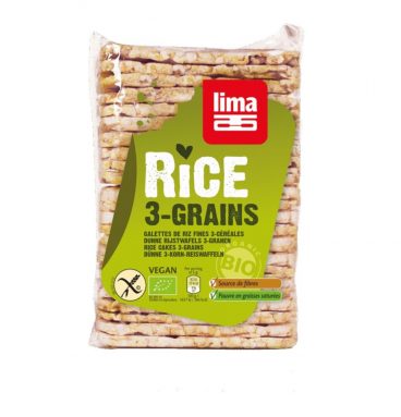 3x Lima Rijstwafels 3Granen Dun Bio 130 gr