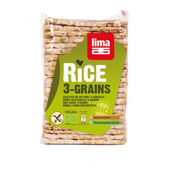 3x Lima Rijstwafels 3Granen Dun Bio 130 gr