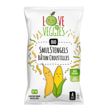 4x Love My Veggies Multipack Smulstengels Mais Banaan 4x15 gr