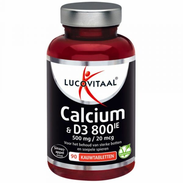 3x Lucovitaal Calcium 500mg + D3 20 mcg Kauwtabletten 90 kauwtabletten