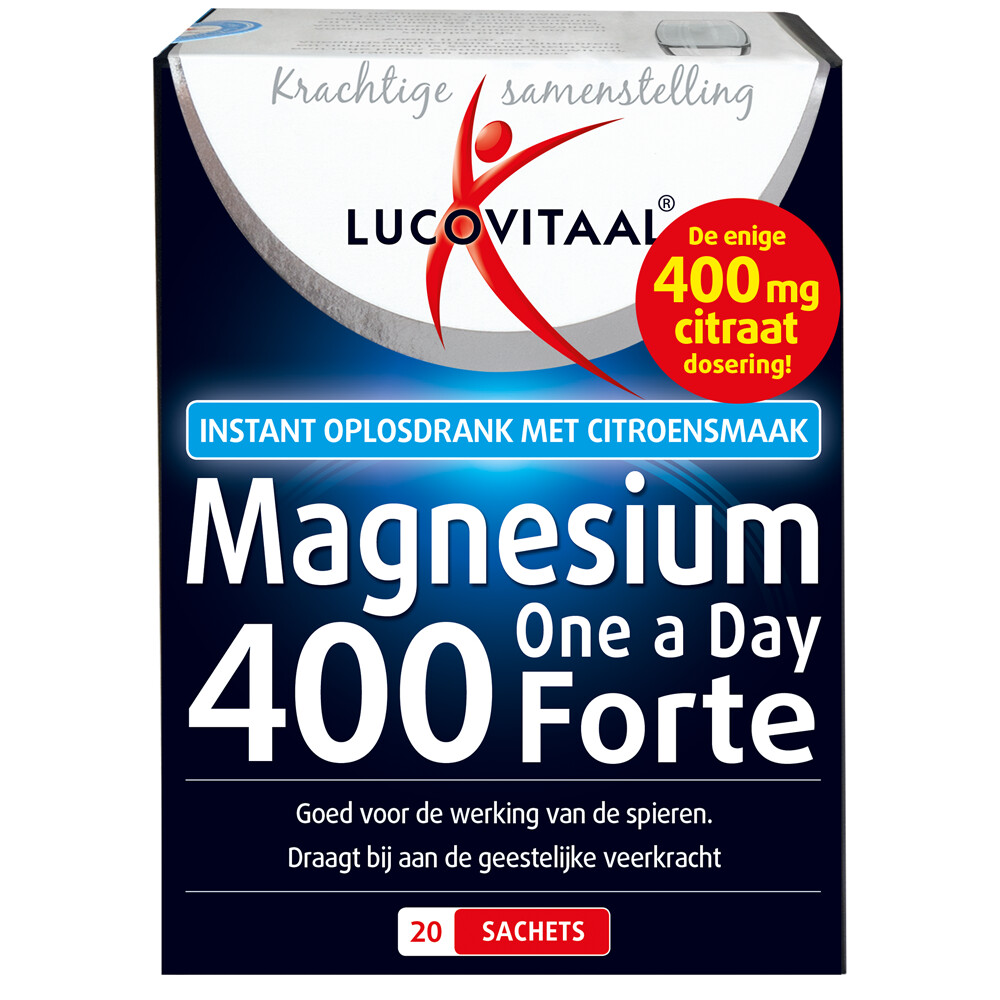 3x Lucovitaal Magnesium 400 Forte One a Day 20 sachets