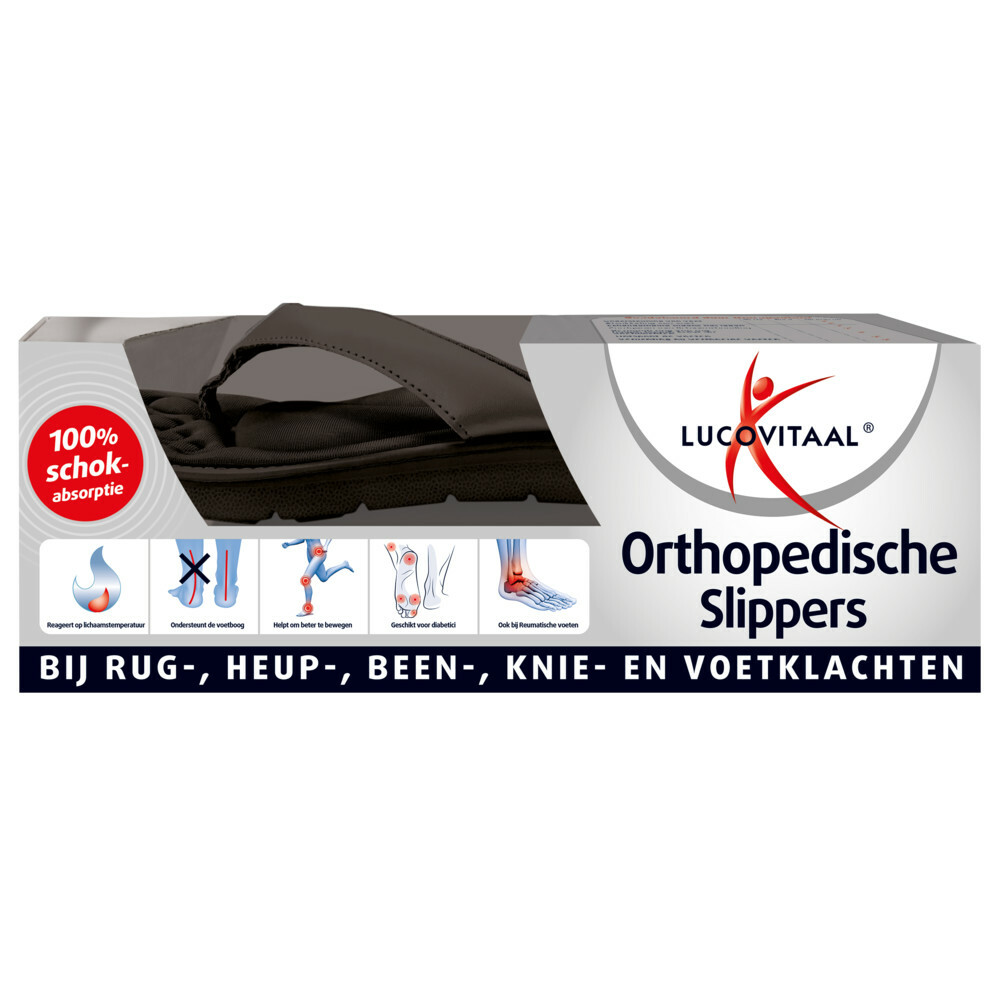 3x Lucovitaal Orthopedische Slipper Zwart Maat 43-44 1 paar