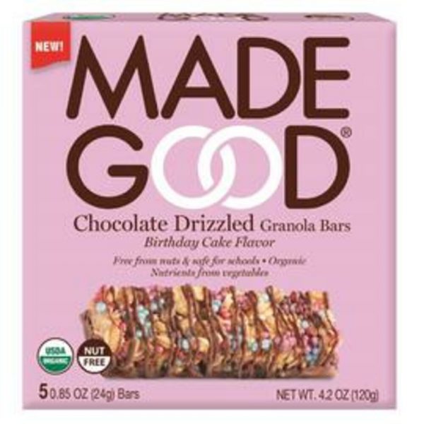 MadeGood Chocolate Drizzled Granola Bars Birthday Cake Flavor 120 gr