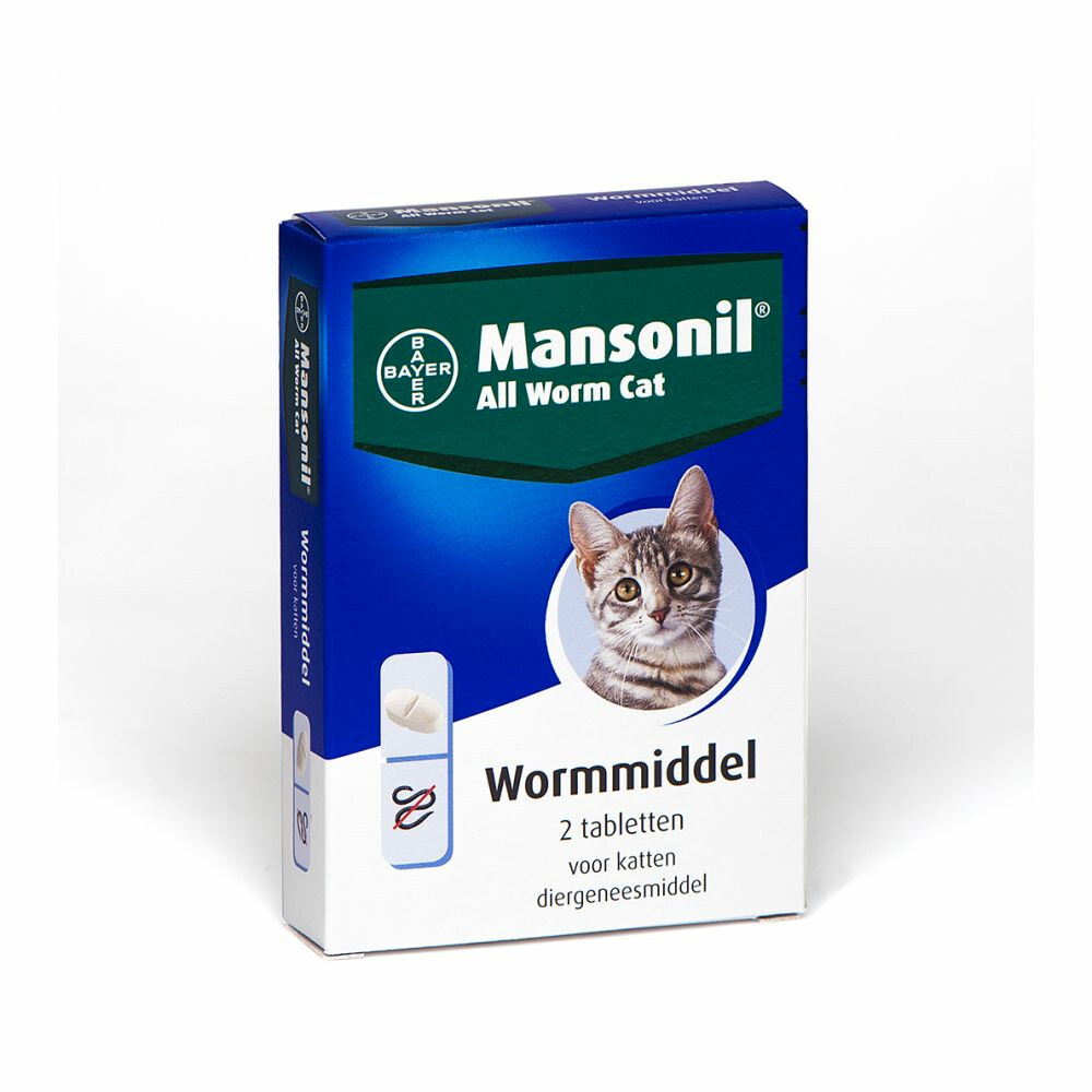 Mansonil All Worm Ontworming Tabletten Kat vanaf 4 kg 2 tabletten