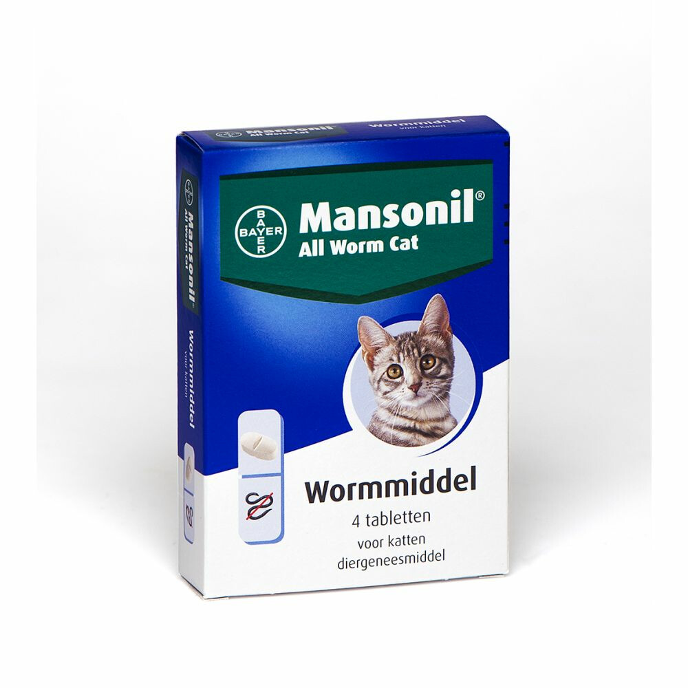 Mansonil All Worm Ontworming Tabletten Kat vanaf 4 kg 4 tabletten