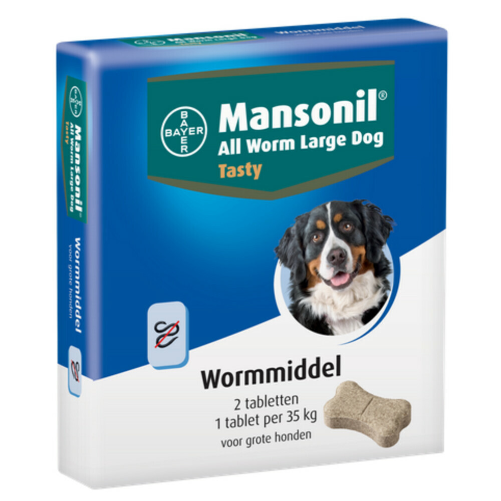 Mansonil All Worm Tasty Ontworming Tabletten Hond 2 tabletten