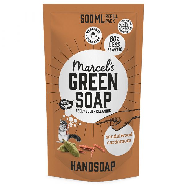 Marcel's Green Soap Handzeep Sandelhout&Kardemon Navul Stazak 500 ml