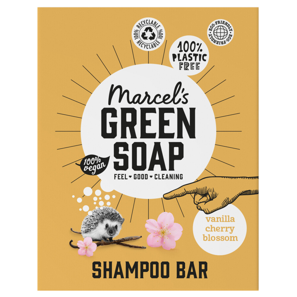 3x Marcel's Green Soap Shampoobar Vanilla&Cherry Blossom 90 gr