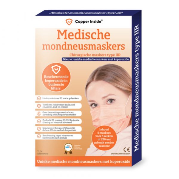 Medisch Mondmasker IIR met Koper 5 stuks