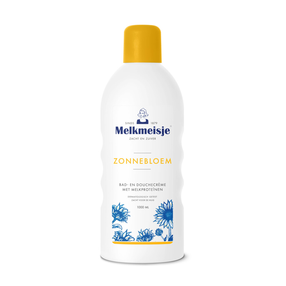 4x Melkmeisje Bad en Douche Creme Zonnebloem en Melk 1000 ml