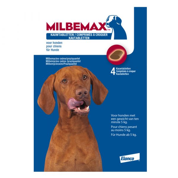 Milbemax Ontworming Tabletten Chewy Hond Large>5 kg 4 tabletten