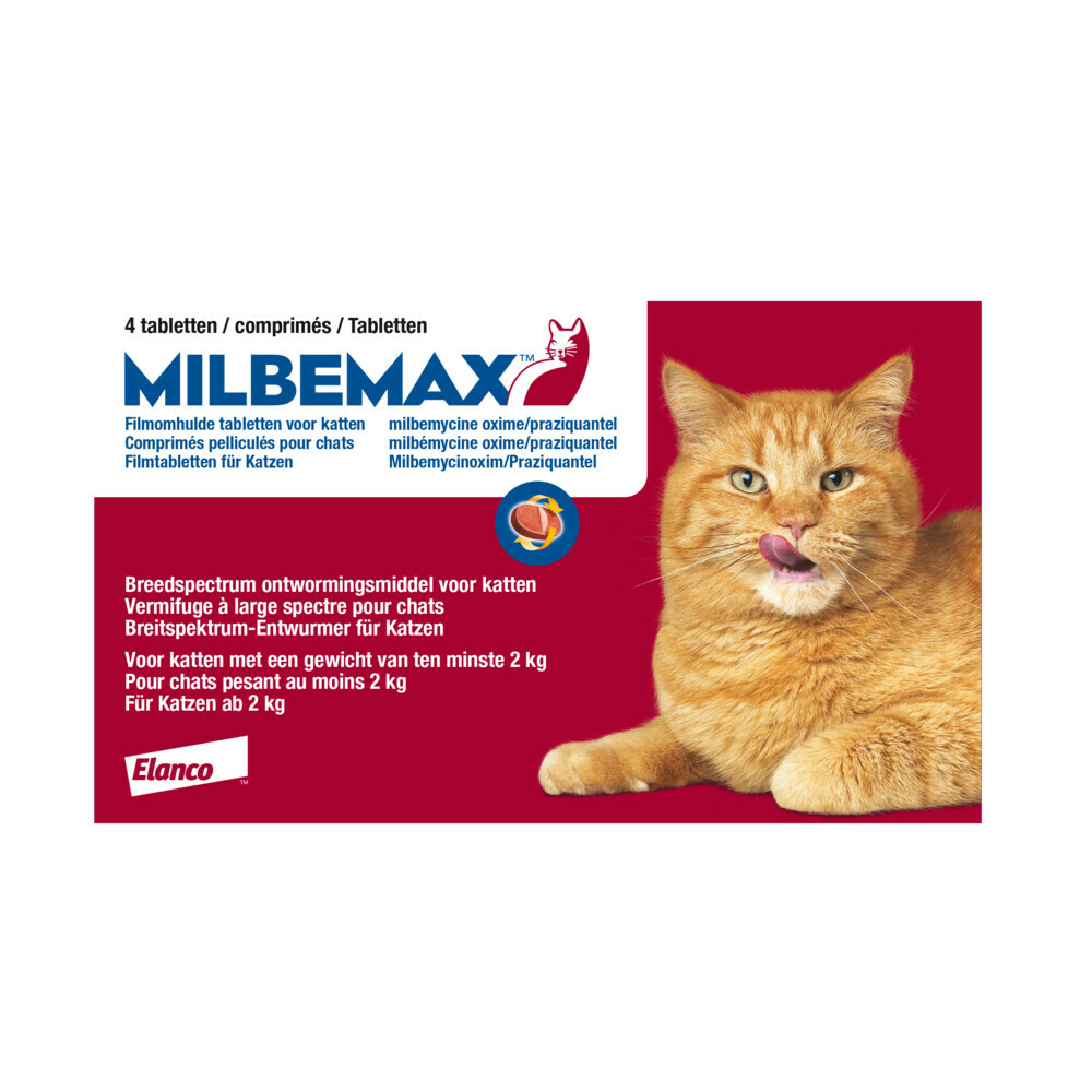 Milbemax Ontworming Tabletten Grote Kat 2 - 12 kg 2 x 2 tabletten