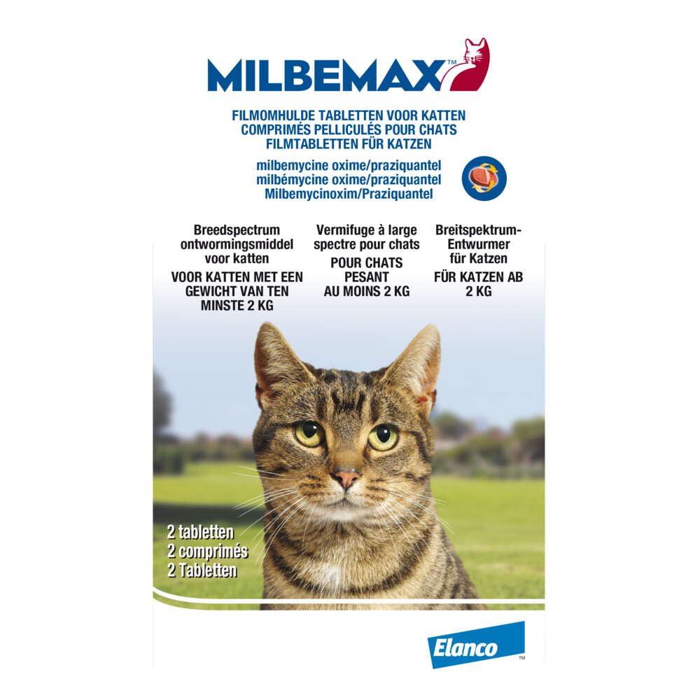 Milbemax Ontworming Tabletten Grote Kat 2 - 8 kg 2 tabletten